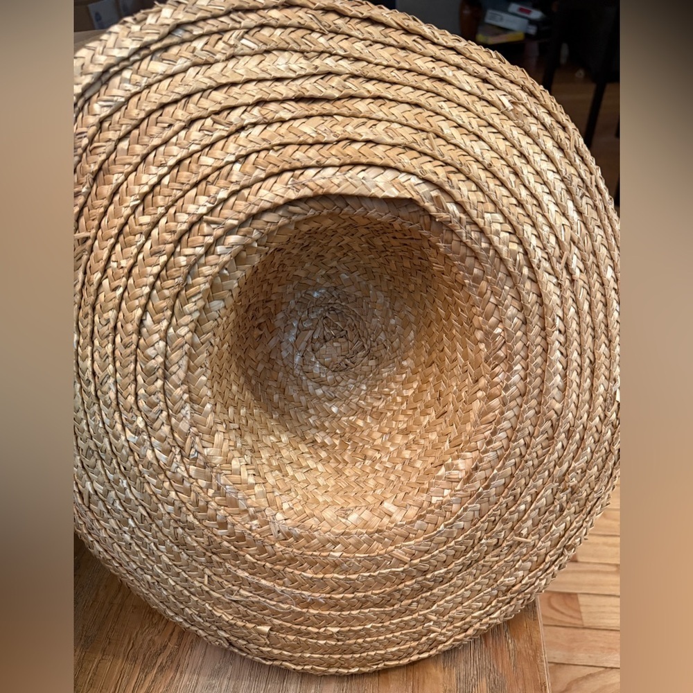 Straw Sun Hat Red Gingham Ribbon W 18 opening size 7 Cottagecore Prarie Picnic - Picture 3 of 3